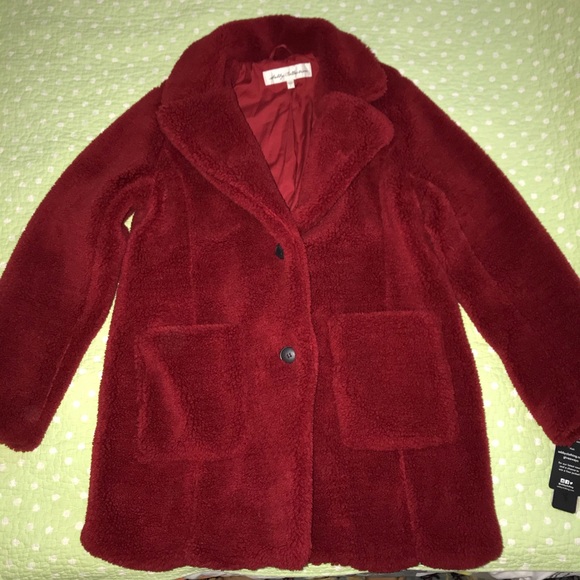 Sebby Collection Red Teddy Coat